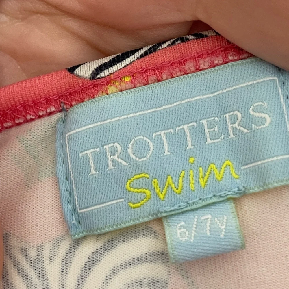 Trotters Pink Zebra-Accent Girls One-Piece Swim